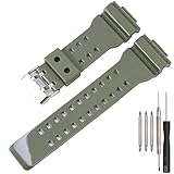 XBHSW Correa de repuesto de resina de 16 mm, compatible con Casio GA100 110 200 GAX110 GD120 100 140 para hombre, correa de goma impermeable para reloj de pulsera, kit de herramientas