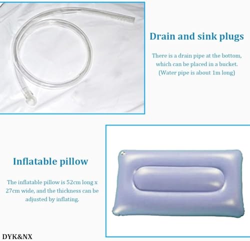 Adult Medical Inflatable Disabled Bathtub, Inflatable Pillow Bag for Easily Bedridden Patients, with Pump + Water Bag for Shower + Inflatable Pillow