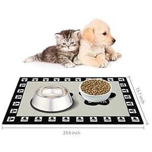 Dog Food Mat, Water Absorbent Pet Food Mat, Non Slip Placemat for Pets Bowl and Water, Easy to Clean, Machine Washable Feeding Mats for Medium Breed, Large 16'' x 24''(Paw) Dog Food Mat Water Absorbent Pet Food Mat Non Slip Placemat for Pets Bowl and Water Easy to Clean Machine Washable Feeding Mats for Medium Breed Large 16 x 24Paw