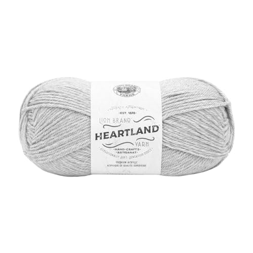 Image of Lion Brand Yarn Heartland Yarn, Worsted-Weight Yarn for Knitting, Crocheting, and Crafting, 1 Pack, White Sands
