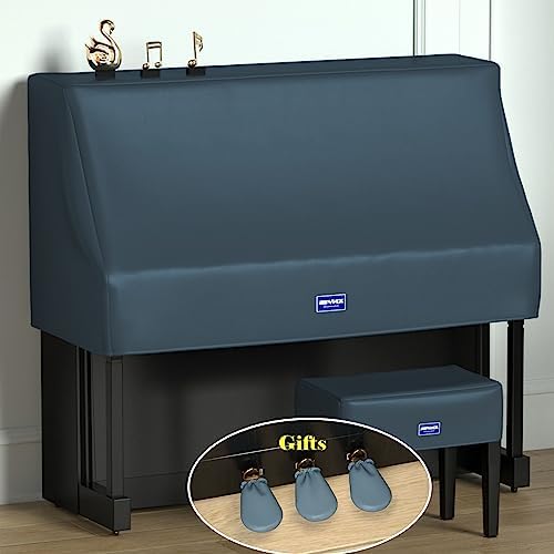 BENVOL Upright Piano Cover Premium Leather Dust Cover with HalfPack Design, Fine