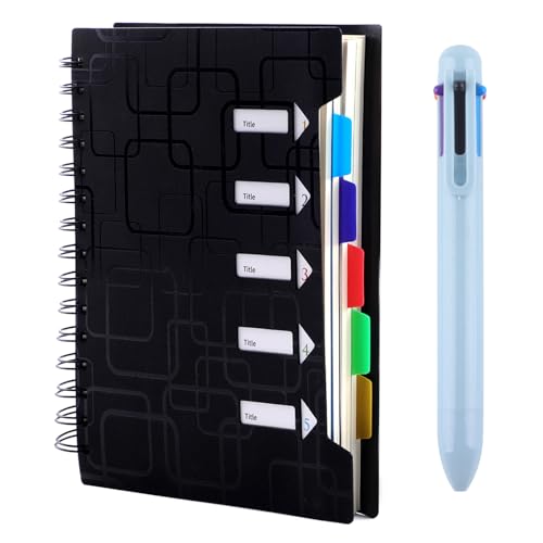 A5 Notebook with Dividers Spiral Project Book Organiser Notebook 240 Pages