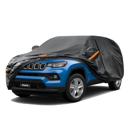 Kayme 7 Layers SUV Car Cover Custom Fit for Jeep Compass (2006-2025) Waterproof All Weather for Automobiles, Outdoor Full Cover Rain Sun UV Protection.Black