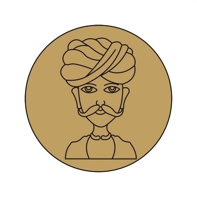 CJ Pre Marked MDF Base Rajasthani Turban Man Art Cutout for Crafts Work Home, Room Decor Laser Cut Artistic DIY Work Art and Craft (4 x 4 Inch, Thickness 2.5 MM)_EB 183