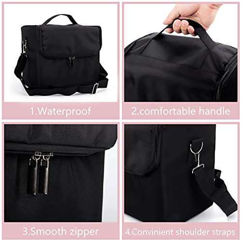 Large Makeup Carrying Train Case For Women,Black Travel Makeup Organizer Bag Storage Box,4 Tier Professional Nail Organizer Case With Adjustable Dividers For Nail Tools Jewelry Makeup Brushes Toiletry #TOP4