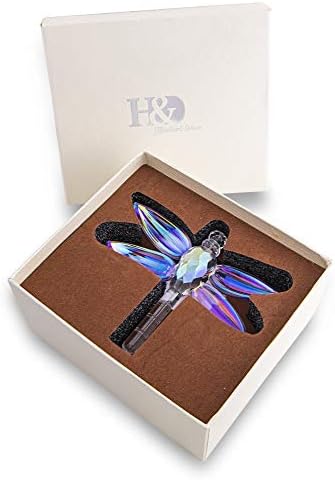Handmade Crystal Dragonfly Collectible Figurine, Glass Animals Gift Collection Paperwight Purple