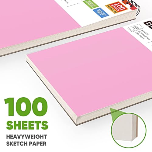 Image of Soucolor Cute Sketch Book 9 inch x 12 inch Drawing Paper,Pink Teen Girls Sketchbook | 100 Sheets,68lb Acid-free paper,No Bleed-through,Micro-Perforated,Lay-Flat Top Spiral,Great Gift for Women,School Art