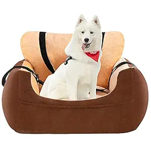 Dog car seat, pet Booster seat for Small Medium Dogs Cats, pet Travel Safety car Dog Bed for car with Storage Pocket