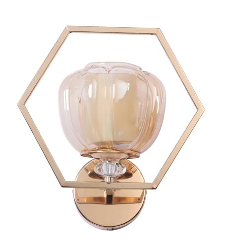 Image of ELAINTE Premium Wall Light | | Elegant Glass Wall Lamp for Living Room & Hallway | 3 Years Warranty | Free Bulb (Hexagon-Single)