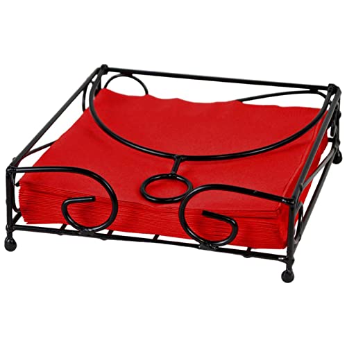 Westcharm Metal Flat 7 In Square Luncheon Weighted Napkin Holder - Black #TOP23