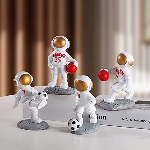 Lifexquisiter Astronaut Playing Basketball Figurine Statue, Resin Astronaut Figurine Sculpture For Home Decor, Spaceman Play Sports Statue Ornaments For Desktop Tabletop Bookshelf Entrance Decor #TOP5