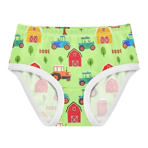 Girls Underwear Toddlers 2t Cotton Little Girl Panties Artistic Briefs Undies Kids Cute Cartoon Tractors Green