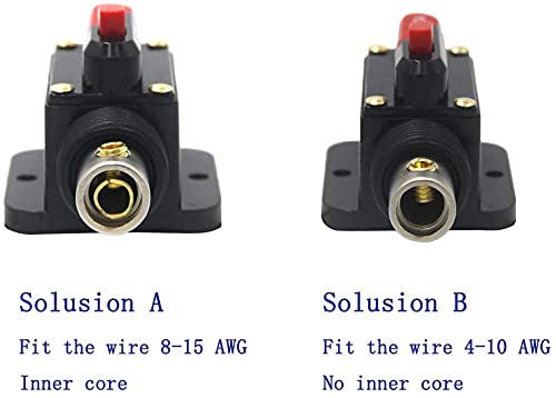 Miniatura 4 de ZOOKOTO Disyuntor en línea de audio de coche de 12V-24V DC 10A reinicio de los portafusibles inversor para sistema de interruptor estéreo,