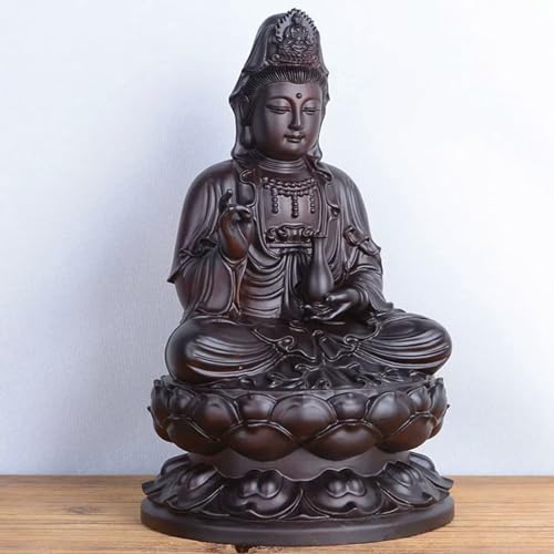 Estatua de Buda Quan Yin tallada en madera miniatura 6