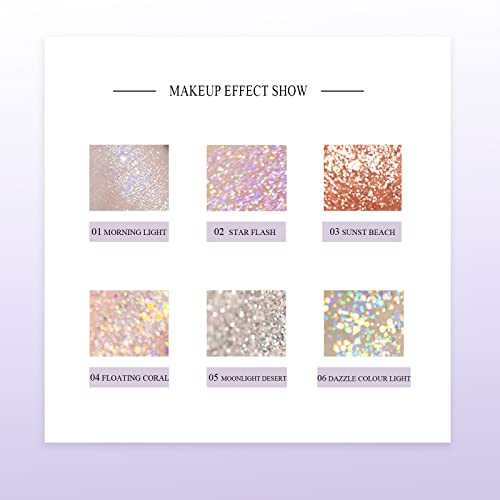 Kwolykim 6 Pack Liquid Glitter Eyeshadow, Long Lasting, Quick Drying, Easy To Apply, Loose Bling Glitter Diamond Pigmented Glue For Eye Crystals Makeup (Sparkling Sequins) #TOP1