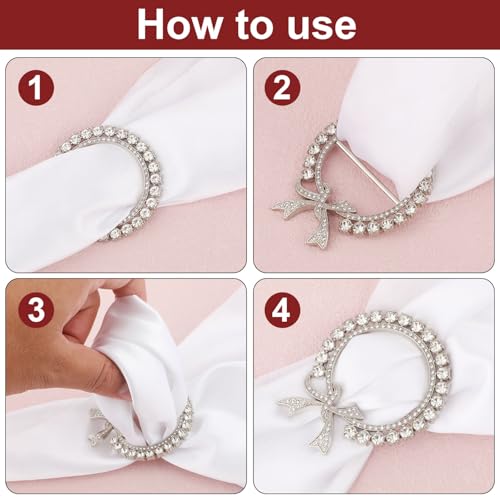Image of 6pcs Scarf Ring Clips, Stylish Metal T-Shirt Tie Clips Silver Silk Scarf Cinch Clip Alloy Waist Buckle Twist Tee Knot Clasp for Loose Clothes Shawl Cardigan