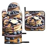Design suspendu : équipé d'une boucle latérale en corde, cet ensemble de gants de cuisine imprimés crêpes myrtille 01 permet de l'accrocher rapidement après utilisation, gardant votre aide de cuisine organisée et vos maniques et gants de cuisine à portée de main