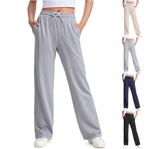 Girls Sweatpants Joggers Baggy Y2k Cute Trendy Casual Comfort Straight Wide Leg Sweat Pants for Teen Girl 4-14 Y