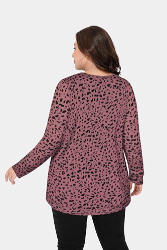 Image of CARCOS Plus Size Tops for Women Color Block Flower /Striped /Camo Crew Neck Long Sleeve Tee Shirt