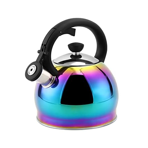 SHANGZHER Stainless Steel Coffee Tea Kettles Whistling Kettle for Gas Hob Induction Gas Kettle with Whistle Stovetop Kettles 2.1 Qt / 2 Liter Rainbow Color