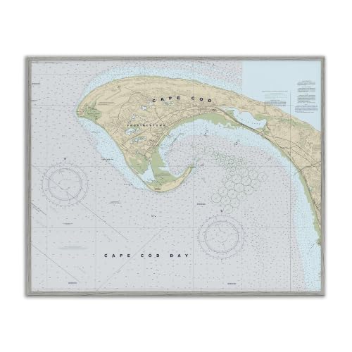 Cape Cod Nautical Map Traditional, 24 x 30 Inch Framed Giclée Print