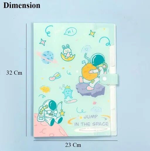 Image of Unicorn Theme A4 File Folder with Button Lock | 6 Pocket Expandable Document Organizer | Multi Color Certificate Holder for Office, School & Home (Random Design, Purple & Green)
