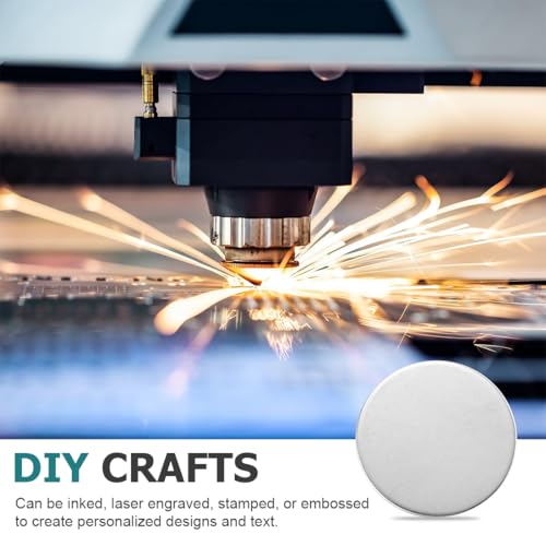 OPVYAEU 20 Stück Edelstahl Gravier Rohlinge, 31/32 (25mm) Durchmesser 0,1 (2,5mm) 304 Edelstahl Flache Runde Platte Rund Stanzrohling für Handwerk Metallprägung und Schmuckherstellung