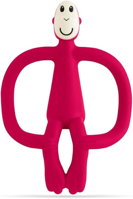 Matchstick Monkey, Original Teether & Gel Applicator, Silicone, Easy To Grip, BPA Free, 3 Months Old+, 10.5 cm, Rubine Red Monkey