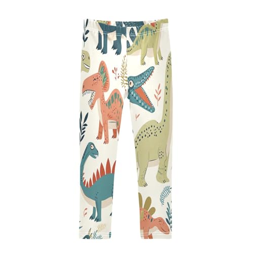 Bolaz Toddler Girls Leggings Printed Yoga Pants Leggings Green Orange Dinosaur for Kids