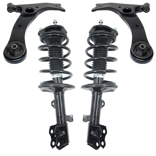 Image of Detroit Axle - 4pc Front Struts Kit for 2009-2010 Pontiac Vibe Toyota Corolla 2009-2011 Matrix, Passenger and Driver Side 2 Struts w /Coil Springs 2 Lower Control Arms Replacement