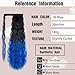 rosmile Corn Wave Ponytail Extension Wrap Around 26 Inches Long Curly Wavy Pony Tail Extension Synthetic Black to Blue Ponytails Hairpiece for Women Girls (26 Inches, 1BTBlue Black to Blue)