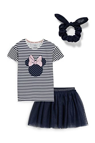 C&A Set enfant fille stretch coton coupe régulière unie, motif Minnie Mouse, Bleu foncé/blanc, 6 ans