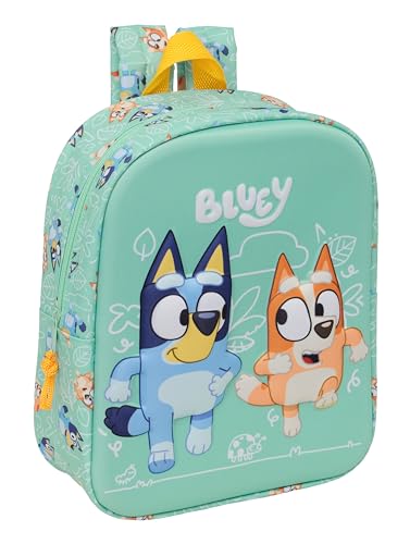 BLUEY - Mochila de Guardería 3D, Fácil Limpieza, Ideal para Niños de Diferentes Edades, Cómoda y Versátil, Calidad y Resistencia, 22x10x27 cm