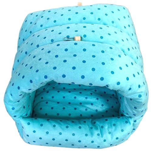 Image of WOWOWMEOW Guinea Pigs Bed,Hamster Bed,Small Animals Warm Hanging Cage Cave Bed (M, Dot- Blue)