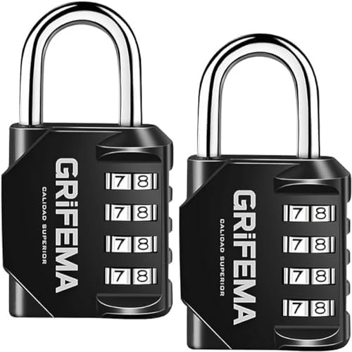 Grifema GA1001 - Kłódki ochronne, 4 cyfry, 2 sztuki, długi szekla [ekskluzywna w Amazonii]