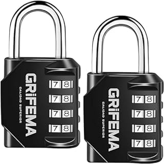 Grifema GA1001 - Kłódki ochronne, 4 cyfry, 2 sztuki, długi szekla [ekskluzywna w Amazonii]