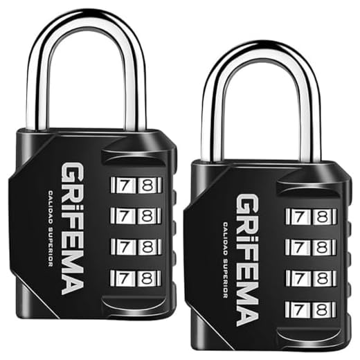 GRIFEMA GA1001 Candado de Combinación, Cerradura de Combinación de 4 Dígitos , 2 Piezas, Adecuada para Gimnasio, Maleta de Equipaje y Caja de Herramientasetc Etc, Negro[Exclusivo en Amazon]
