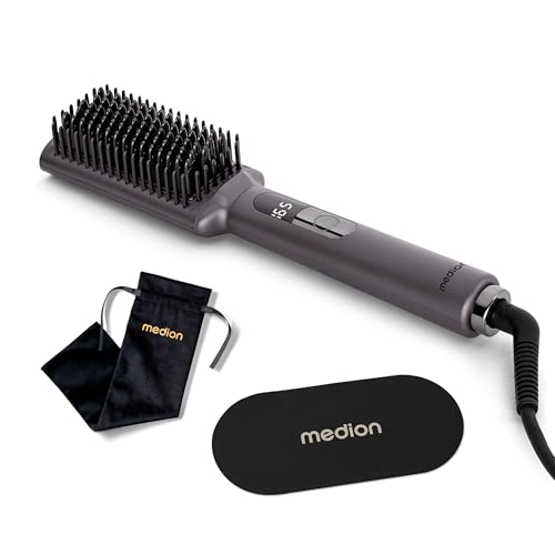 MEDION Glättbürste HB1 (Glätteisen & Haarbürste, Haarglätter mit Ionen-Technologie, 5