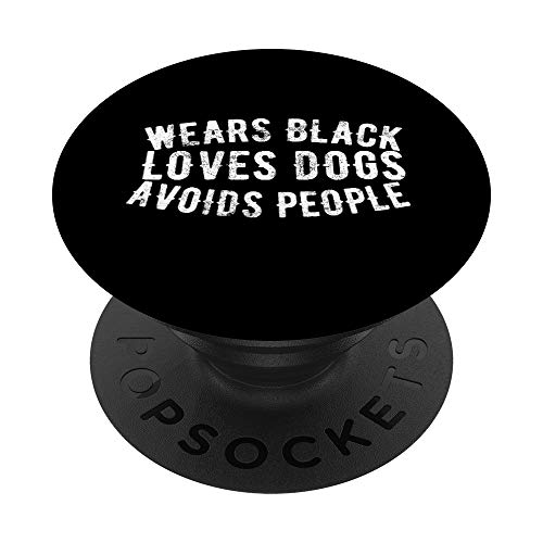 Viste negro ama perros evita a las personas introvertidas amantes de las mascotas PopSockets PopGrip Intercambiable Cover