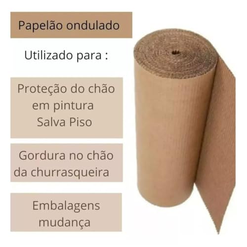 Bobina Papelão Ondulado 1,00 Mts X 50 Metros Protege Piso Reforma Pintura Obras Salva Chao Casa