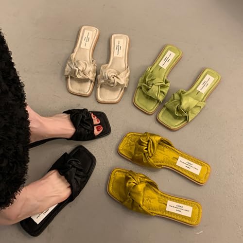 Premium Luxury Silk Satin All Seasons Comfort French Vintage Women's Outddor Slippers Non Slip Indoor Soft Slip On Shoes2