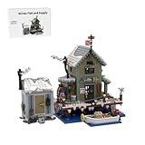 Thinkizen Winterdorf Angelhütte Bausteine Modell, Winter Fisch & Versorgung Gebäude Bausatz mit Boot & Tieren, Architektur Haus Bausatz, Kreatives Winterlandschaft Deko Set Für Erwachsene, 1399 Teile