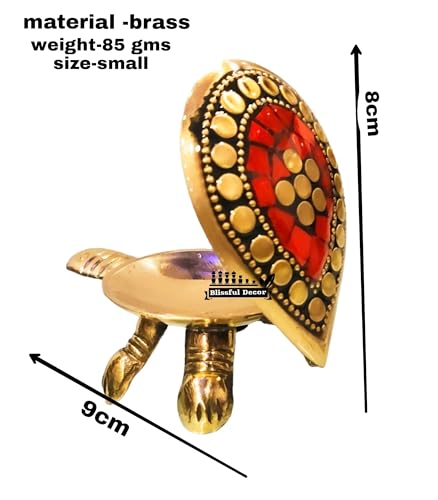Image of Presents Feng Shui Tortoise Wish Fulfilling Brass Tortoise with Secret Wish Compartment Tortoise for Good Luck for Home [Peacock Design] Small weight-85gms