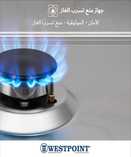 Westpoint 90X60 Cm Freestanding Gas Cooker with 5 Burners Cast Iron Support, Large Capacity Oven with Fan, Grill Function,Timer, Full Safety, Double Glass Oven Door, Auto Ignition, WCLR-9650G0CIID