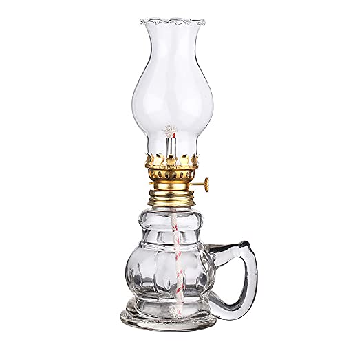 OFILLES 2pcs Oil Lamp with Adjustable Fire Wick, Oil Lamps for Indoor Use, Kerosene Lamp with Wicks, Oil Lantern/Hurricane Lamp with Fire Control Knobâ€¦ (1)