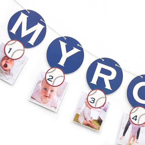 Image of Rookie Of The Year 12 Photo Banner,Baseball First /1st Birthday Decoration