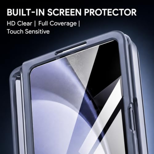Image of TechTrendz PC Ultra Slim Premium Case For Samsung Galaxy Z Fold 7 Case With Built In Screen Protector With Compact S Pen Holder & Storage Slot,Protective Phone Case For Z Fold 7 Back Cover-Dark Grey