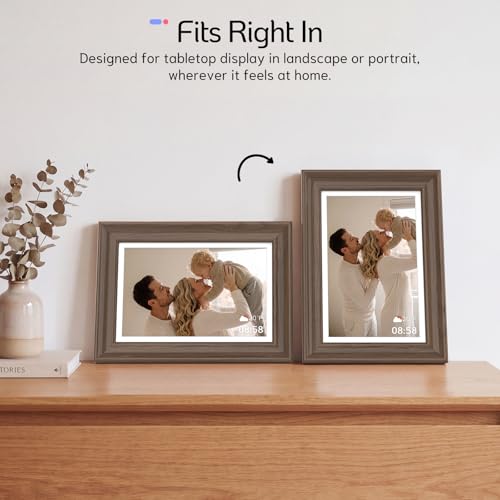 Image of NexFoto 10.1 inch Wood Digital Picture Frame, 64GB WiFi Electronic Photo Frame HD Touchscreen, Add Pics from Google Photos, Share Photos /Videos via App /USB, Gift for Mom /Birthday /Grandparents, Walnut