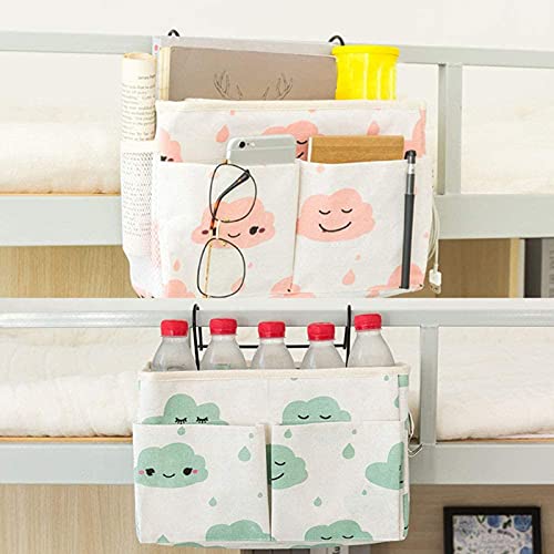 2 Stück Betttasche mit Drahtrahmen Bett Organizer Hochbett Hängetasche Aufbewahrungstasche für Buch, Magazin, Kopfhörer (Rosa+GRÜN) - Image 3