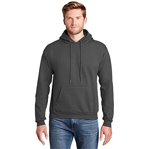 Image of Hanes Men's, EcoSmart, Cotton-Blend Hooded Sweatshirt, Plush Fleece Pullover Hoodie